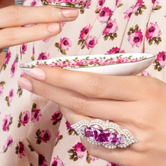 Sabbadini Pink Sapphire Ring with Pearls and Diamonds