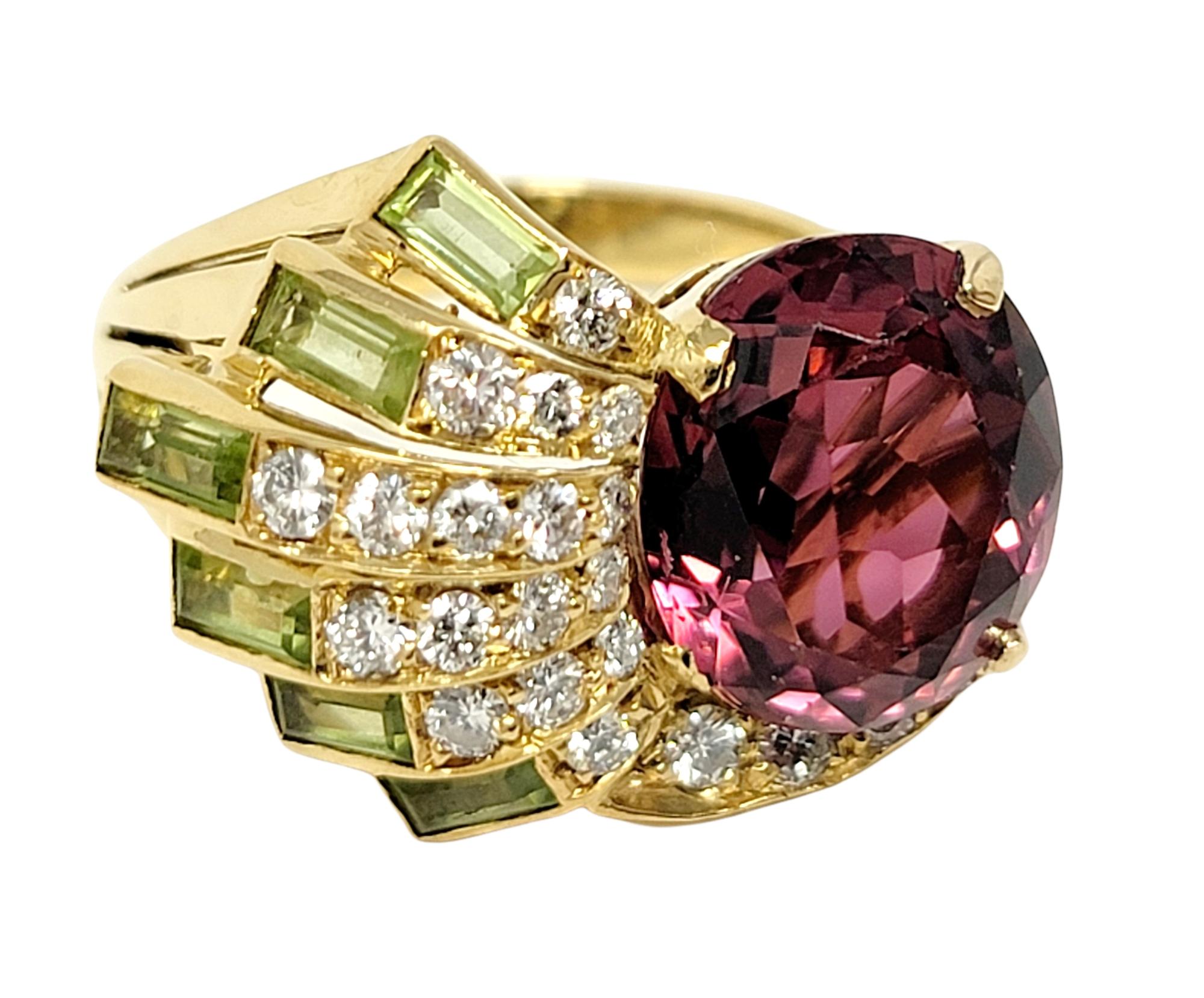 pink tourmaline and peridot ring