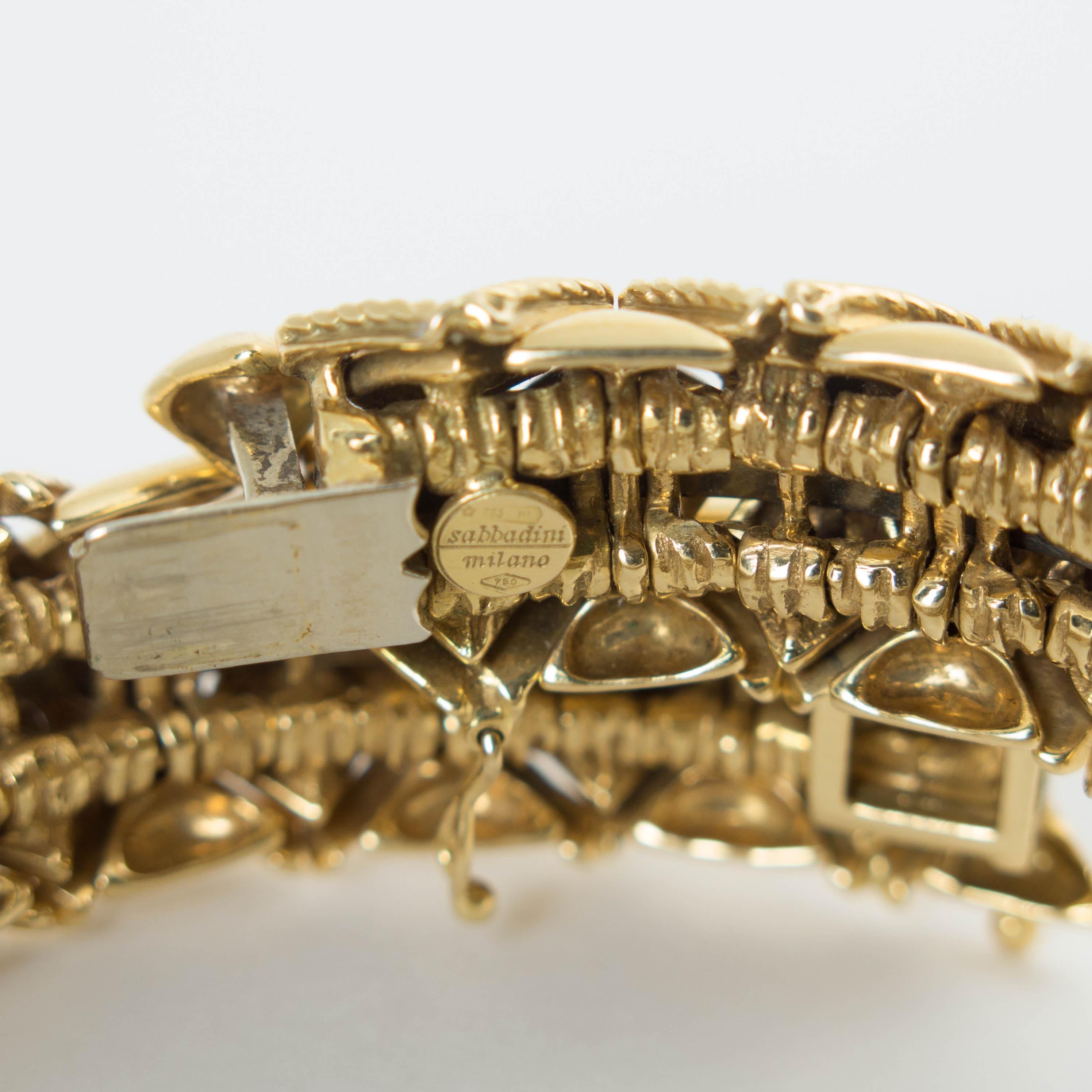 Sabbadini ruby emerald sapphire 18k gold bracelet bangle en vente 2