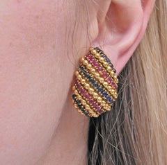 Sabbadini Ruby Sapphire Gold Cocktail Earrings