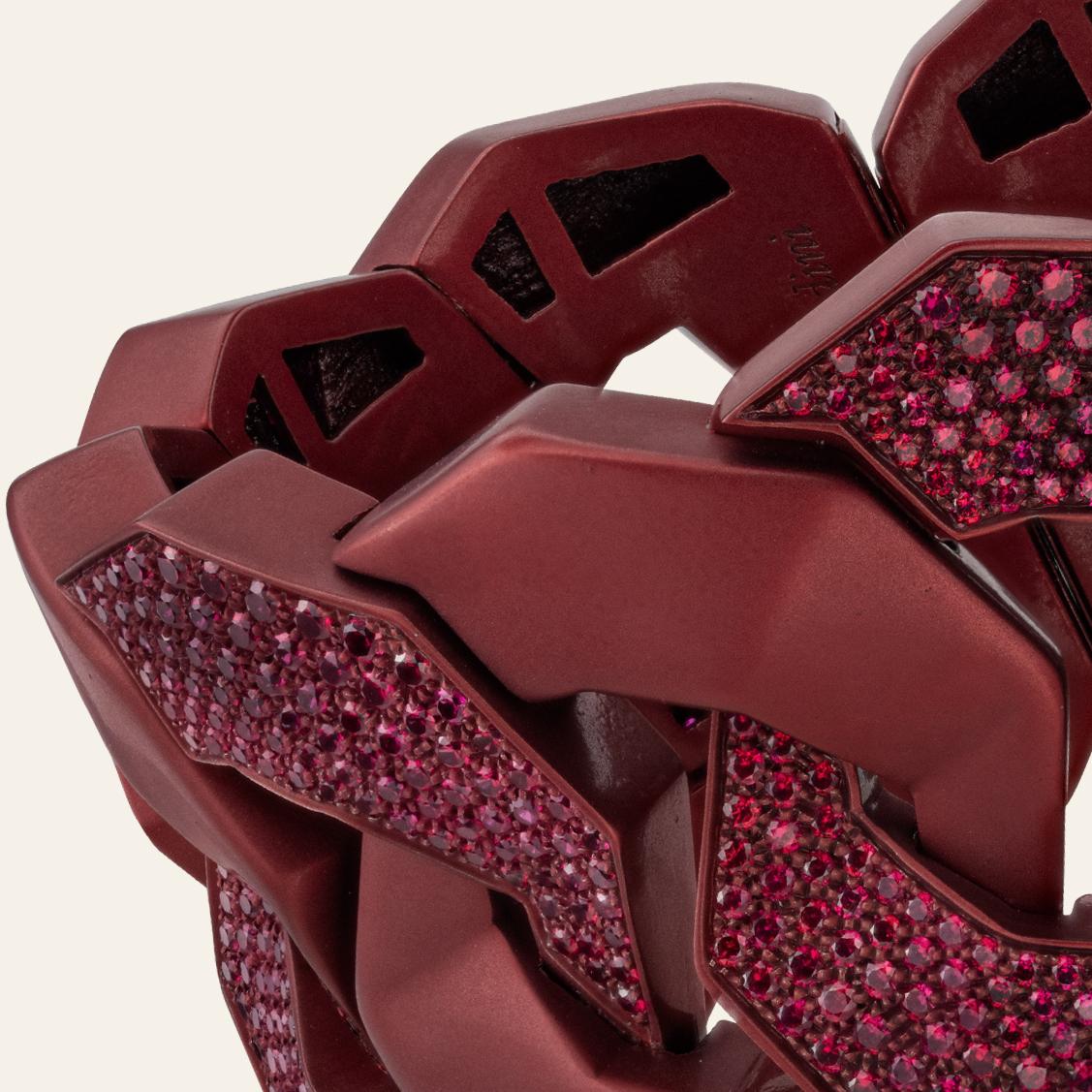 Sabbadini Titanium and Rubies Dark Red Cuff Bracelet In New Condition For Sale In Milan, IT
