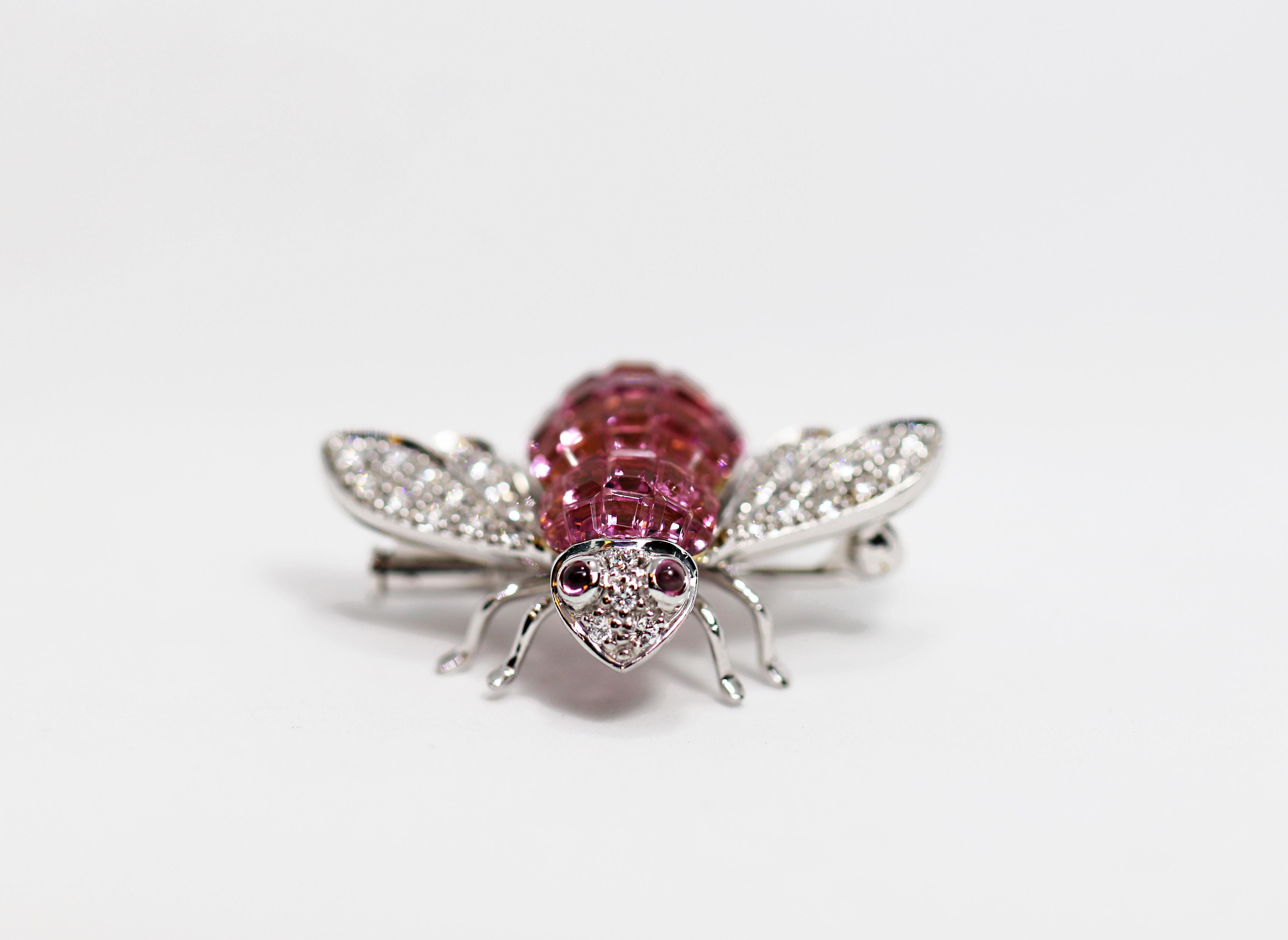 Sabbadini Tourmaline and Diamond 18 Carat Gold Bee Brooch 1