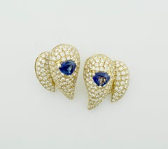 Sabbadini Unique Sapphire and Diamond Earrings in 18k Sap = 3.00 Dia = 7.00 cts.