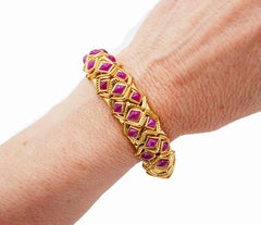 Sabbadini Vintage Bracelet 18k Gold Ruby Jewelry, Italy
