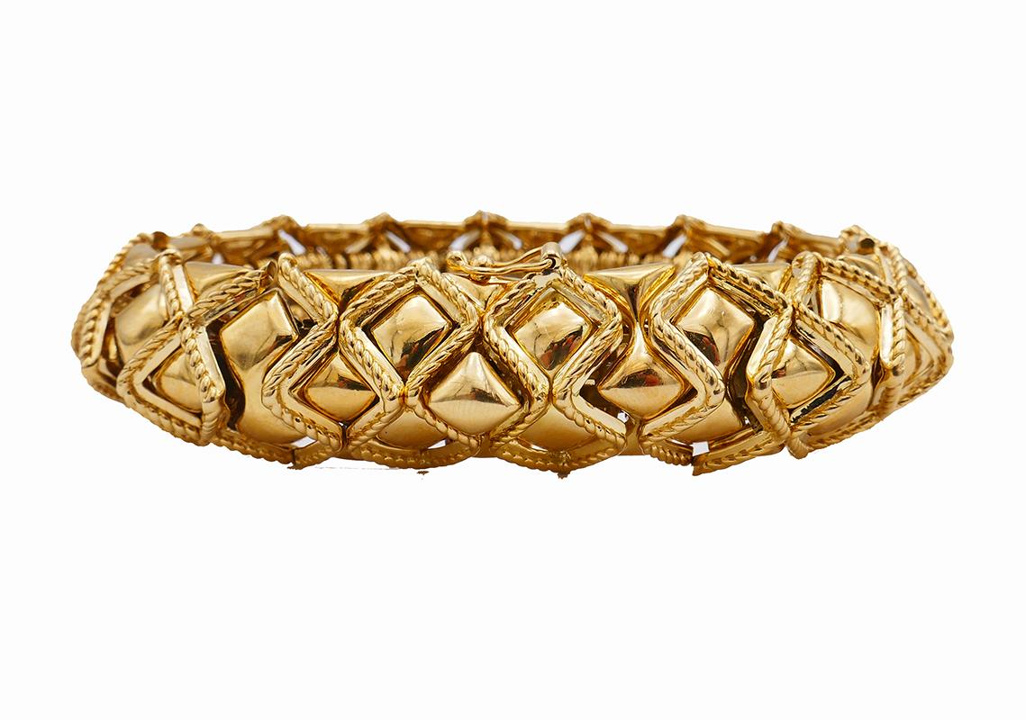 Women's Sabbadini Vintage Bracelet 18k Gold Ruby Jewelry, Italy For Sale