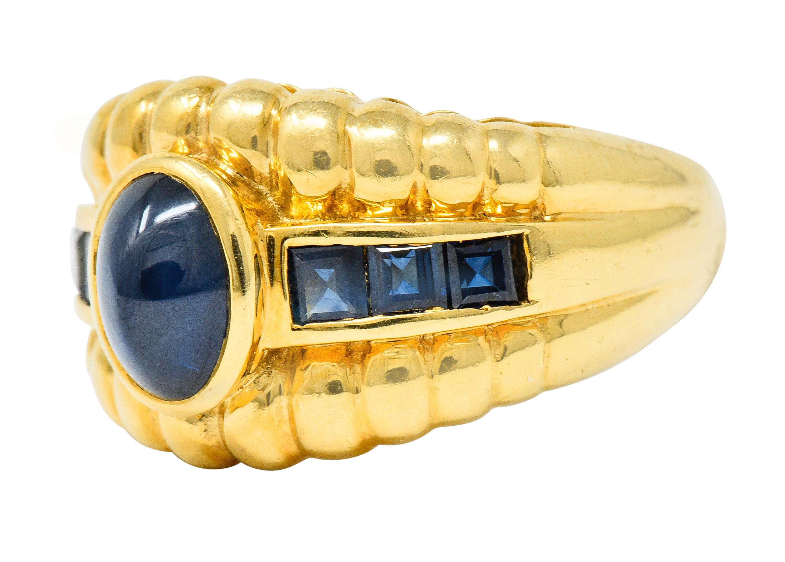 Sabbadini Vintage Sapphire 18 Karat Gold Band Ring In Excellent Condition In Philadelphia, PA