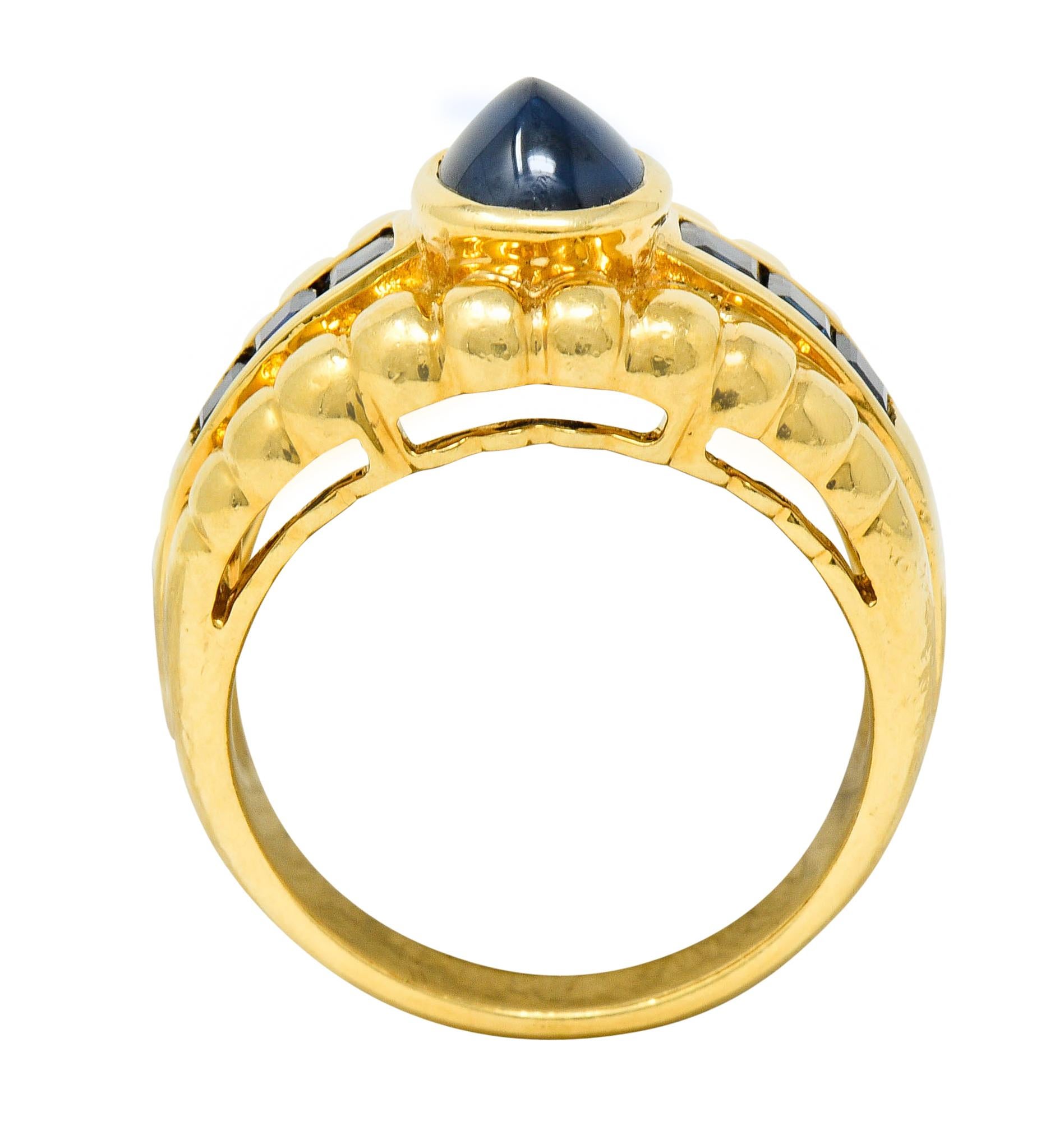 Women's or Men's Sabbadini Vintage Sapphire 18 Karat Gold Band Ring
