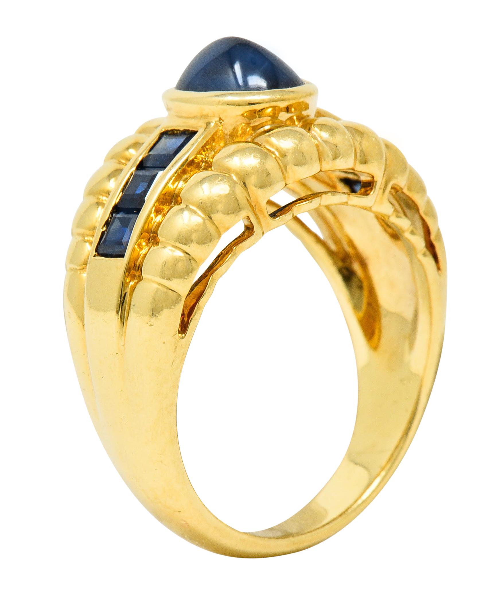 Sabbadini Vintage Sapphire 18 Karat Gold Band Ring 1