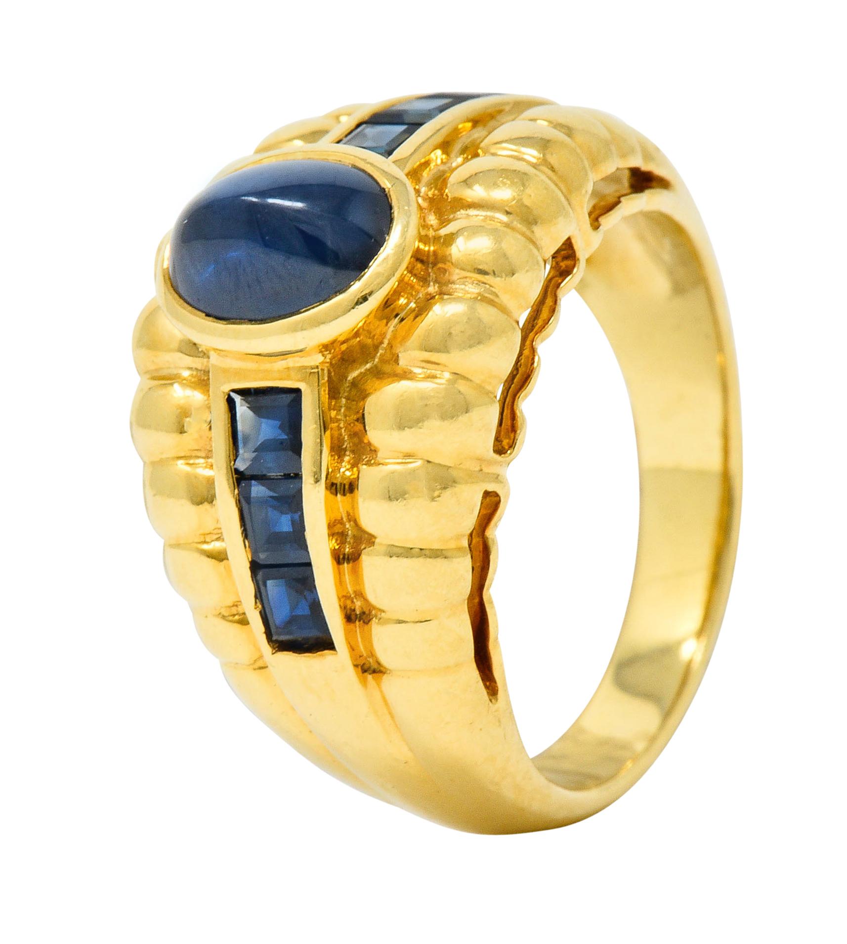Sabbadini Vintage Sapphire 18 Karat Gold Band Ring 2