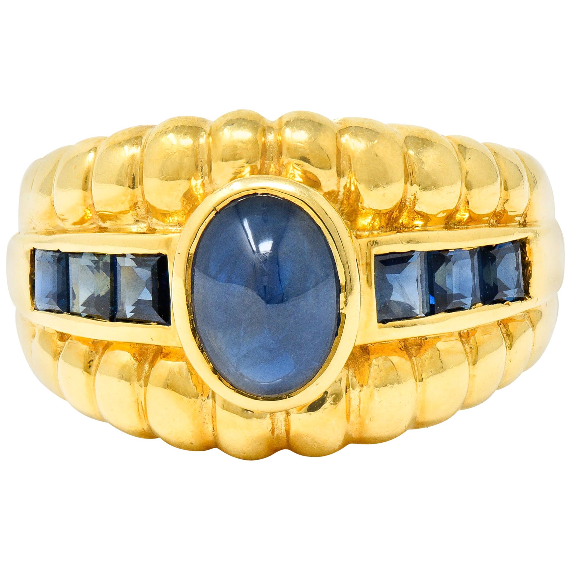 Sabbadini Vintage Sapphire 18 Karat Gold Band Ring