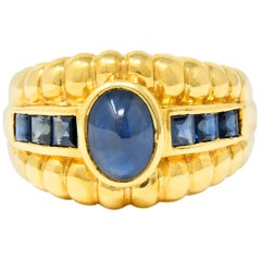 Sabbadini Vintage Sapphire 18 Karat Gold Band Ring