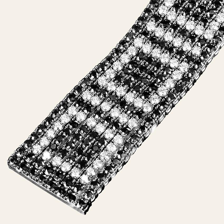 Sabbadini White Gold, Diamond and Black Spinel Contemporary Bracelet In New Condition For Sale In Milan, IT