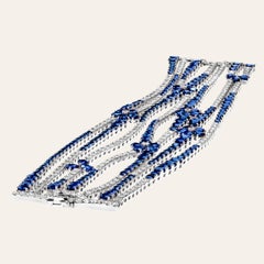 Sabbadini White Gold, Diamond and Blue Sapphire Flower Bracelet