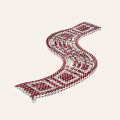 Sabbadini White Gold, Diamond and Ruby Contemporary Bracelet