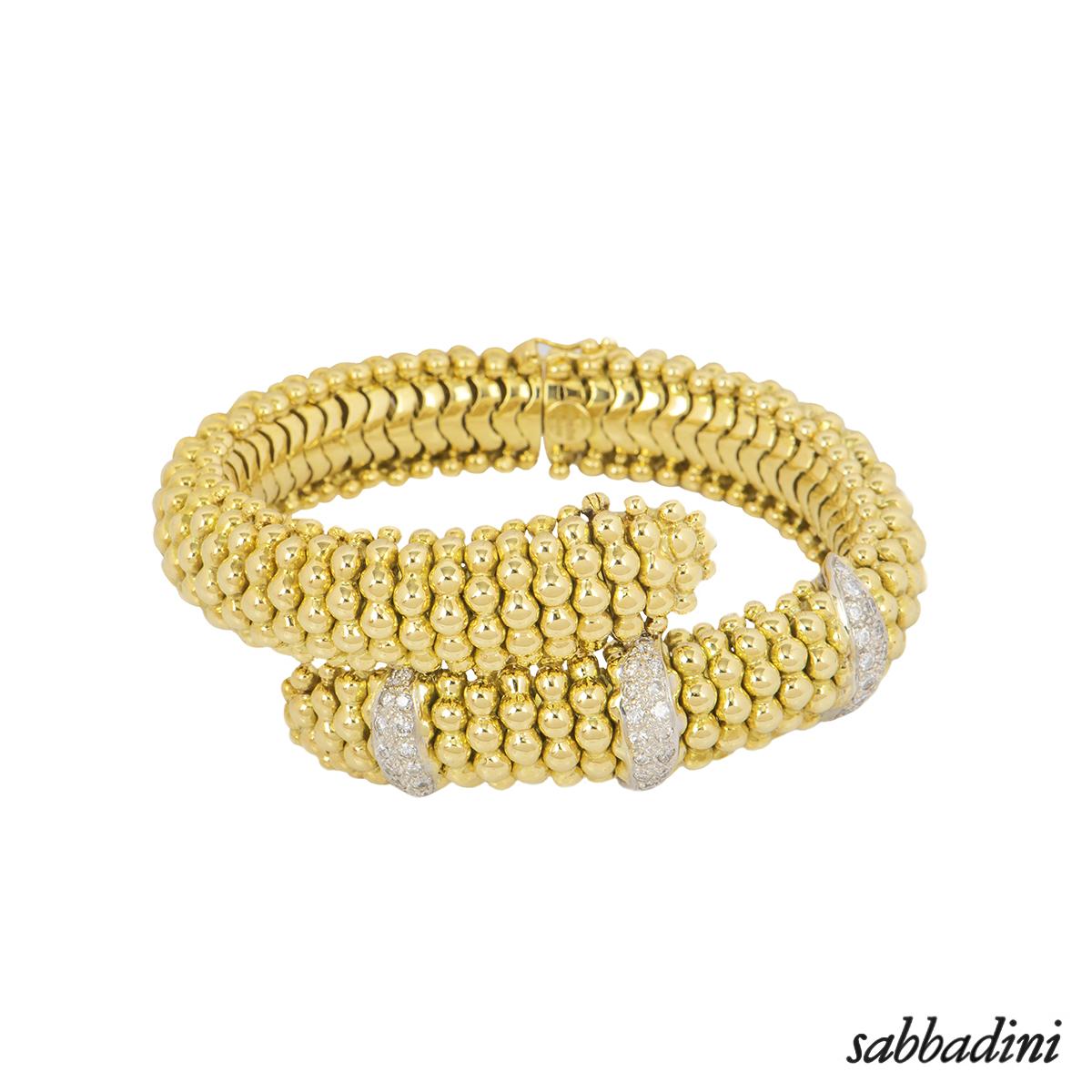 Sabbadini Yellow Gold Diamond Necklace, Earrings and Bracelet Suite In Excellent Condition In London, GB