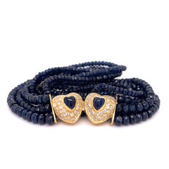 Sabbadini Yellow Gold Sapphire Diamond Necklace