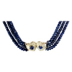 Sabbadini Yellow Gold Sapphire Diamond Necklace