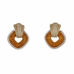 Sabbadini Yellow Sapphire and Diamond Doorknocker Day/Night Earrings