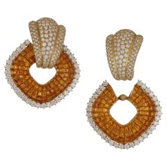 Sabbadini Yellow Sapphire and Diamond Doorknocker Day/Night Earrings