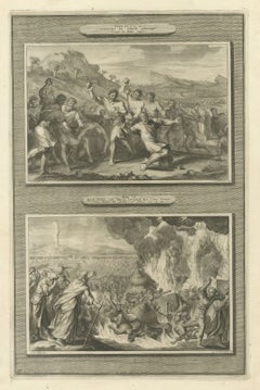 Sabbath Breaker Stoned and Korah, Dathan and Abiram, Mortier circa 1700