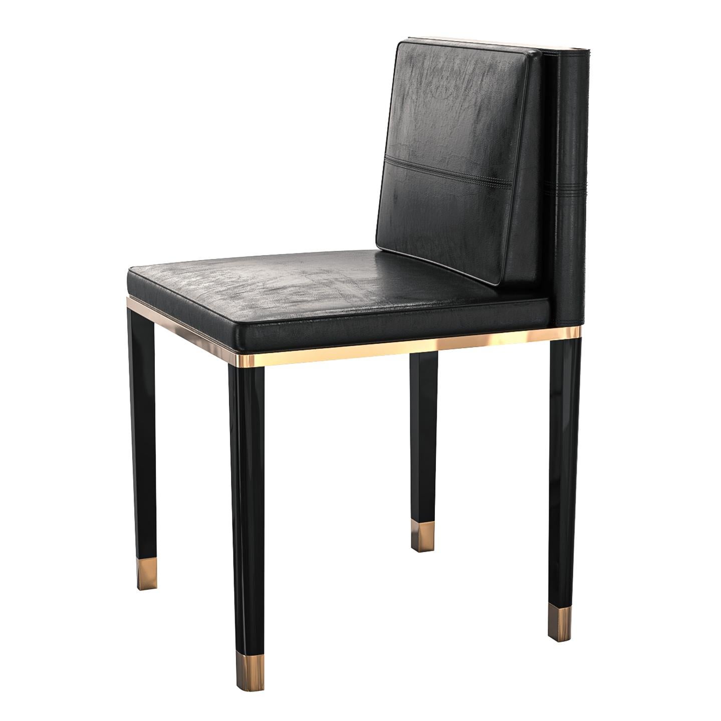 Chaise Sabbia, ensemble de huit, avec bronze et cuir sur mesure, Istanbul en vente 6