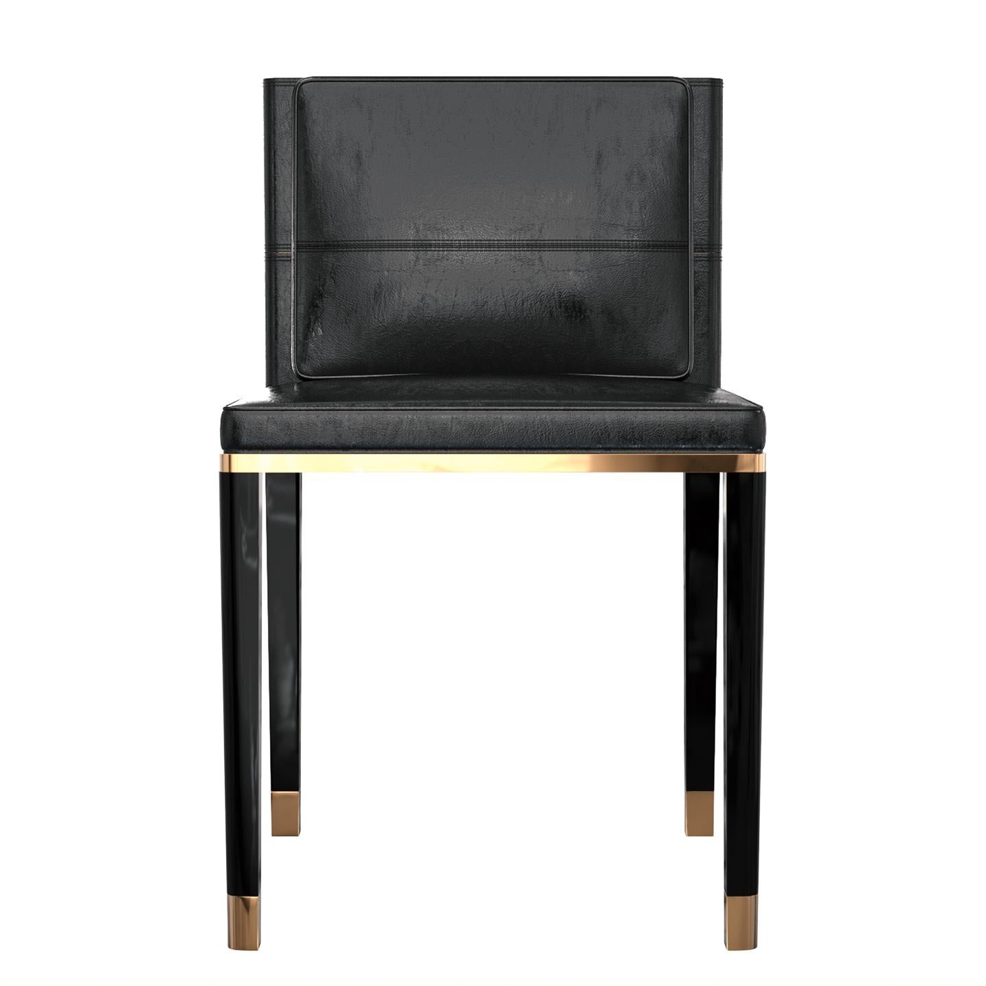 Fait main Chaise Sabbia, ensemble de huit, avec bronze et cuir sur mesure, Istanbul en vente