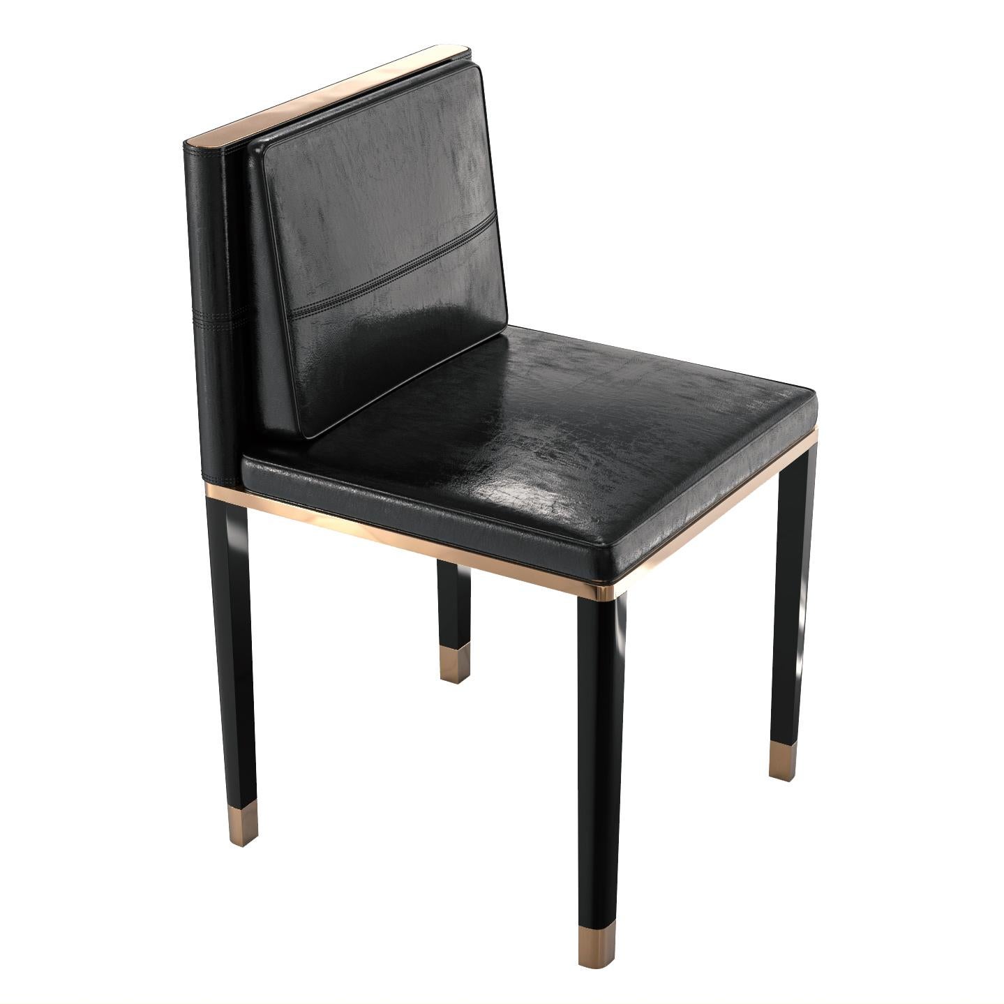 Stuhl „Sabbia“, achtteilig, mit Bronze und maßgeschneidertem Leder, Istanbul (Türkisch) im Angebot