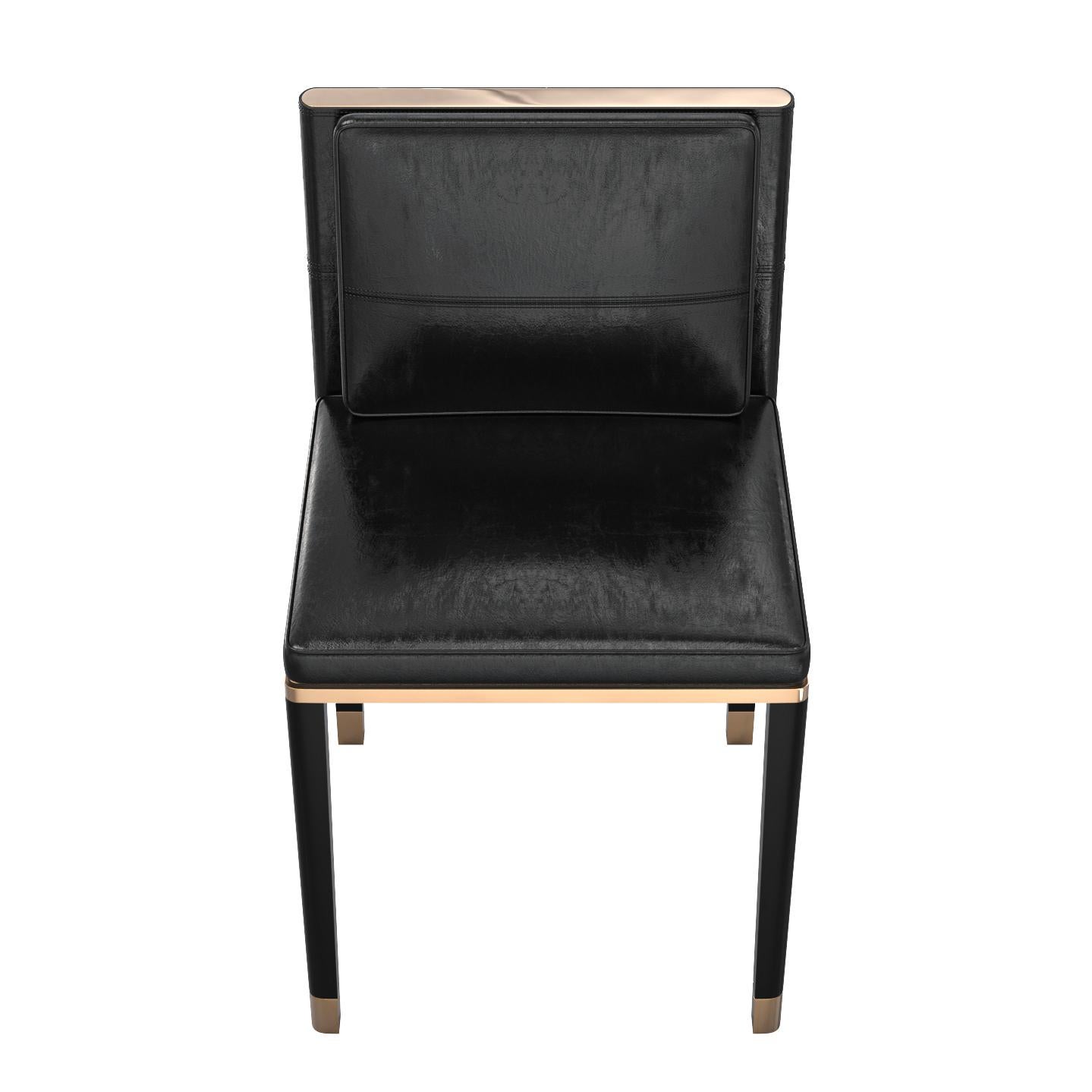 XXIe siècle et contemporain Chaise Sabbia, ensemble de huit, avec bronze et cuir sur mesure, Istanbul en vente