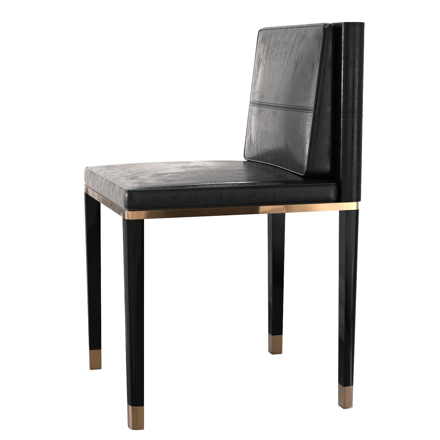 Chaise Sabbia, ensemble de huit, avec bronze et cuir sur mesure, Istanbul en vente 3