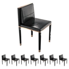 "Sabbia" Chair, Set of Eight, with Bronze and Tailor Made Leather, Istanbul