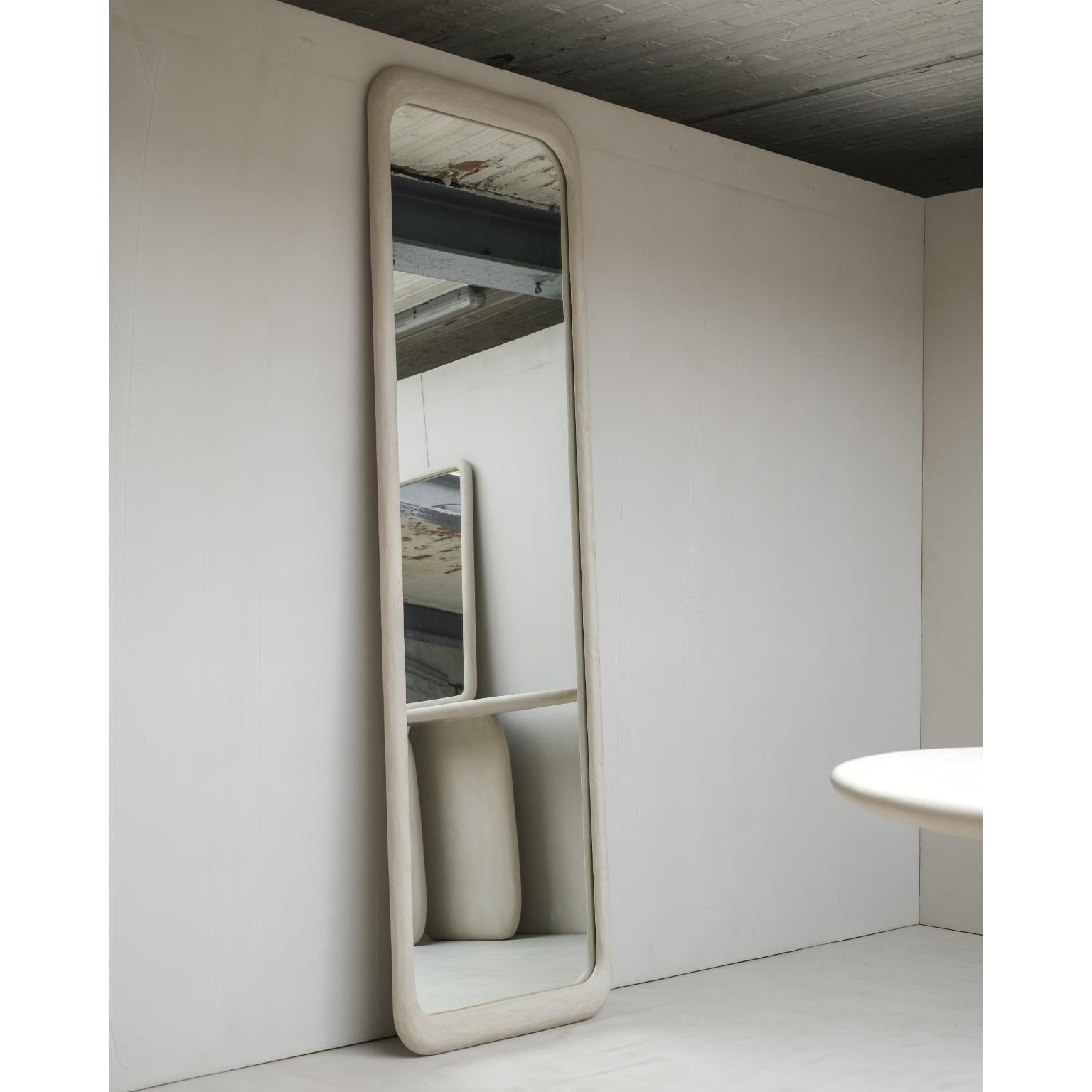 Sabbia Nero Large Wood And Mineral Lime Plaster Floor Mirror by Dennis Kaiser For Sale 3
