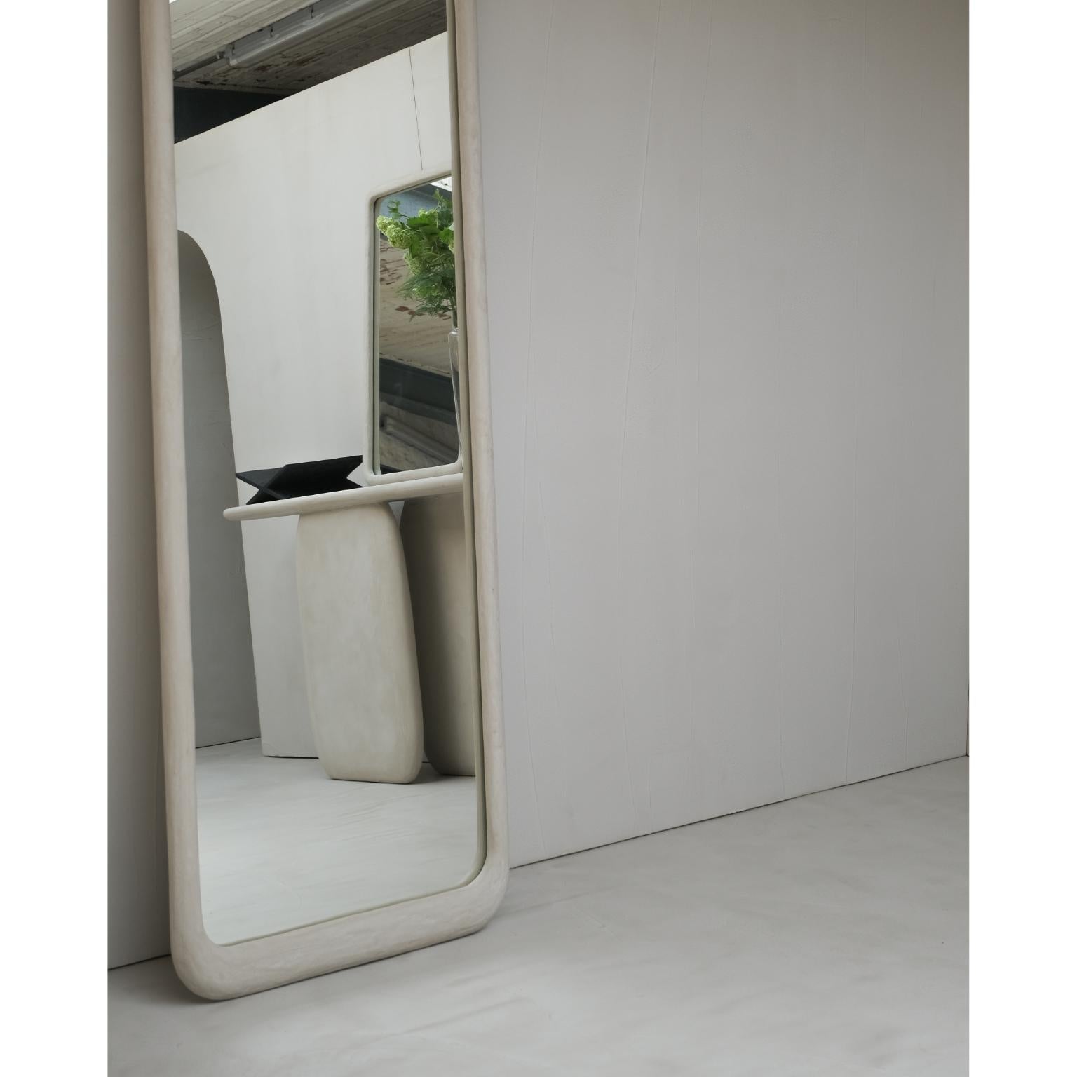 Other Sabbia Nero Large Wood And Mineral Lime Plaster Floor Mirror by Dennis Kaiser For Sale