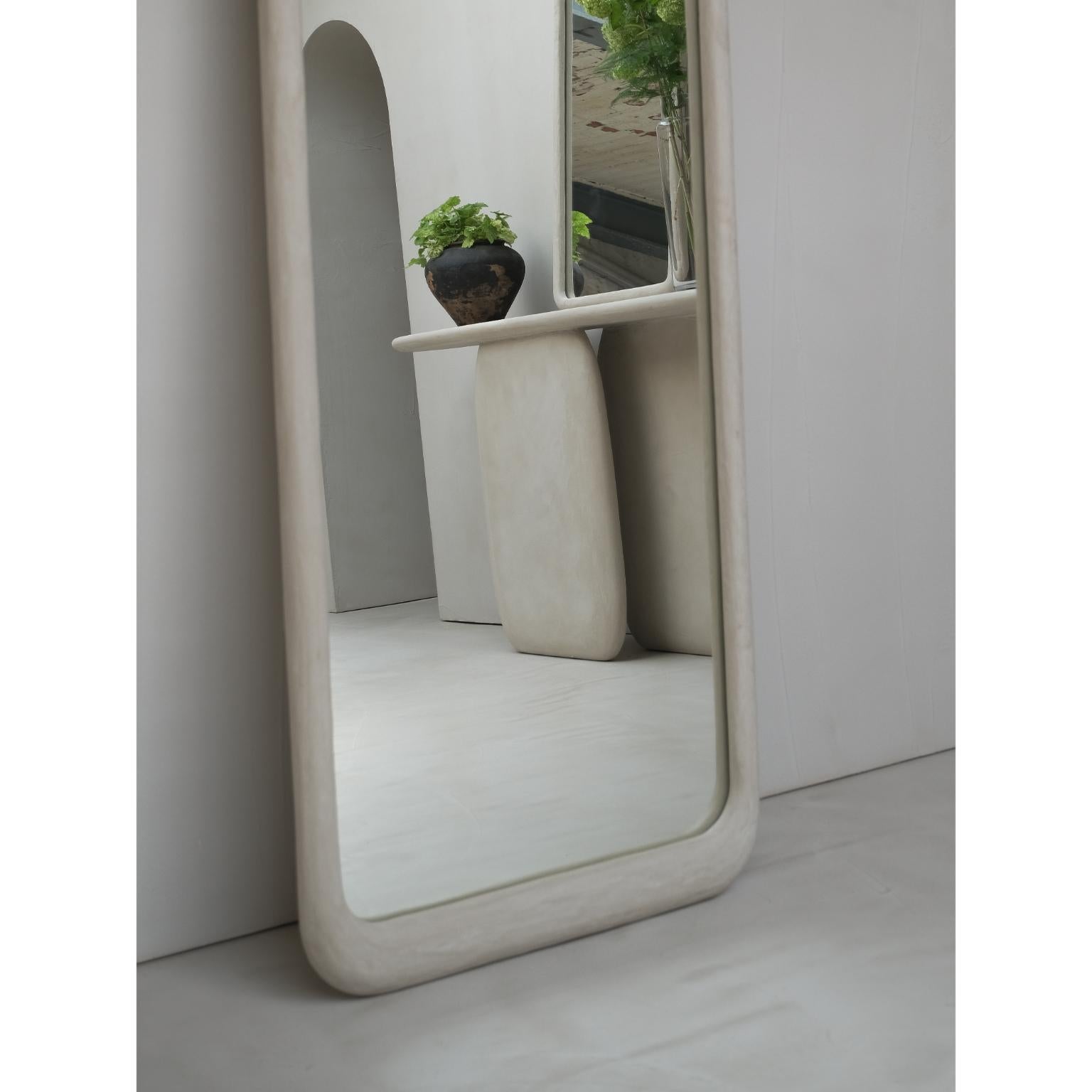 Sabbia Nero Large Wood And Mineral Lime Plaster Floor Mirror by Dennis Kaiser In New Condition For Sale In Geneve, CH