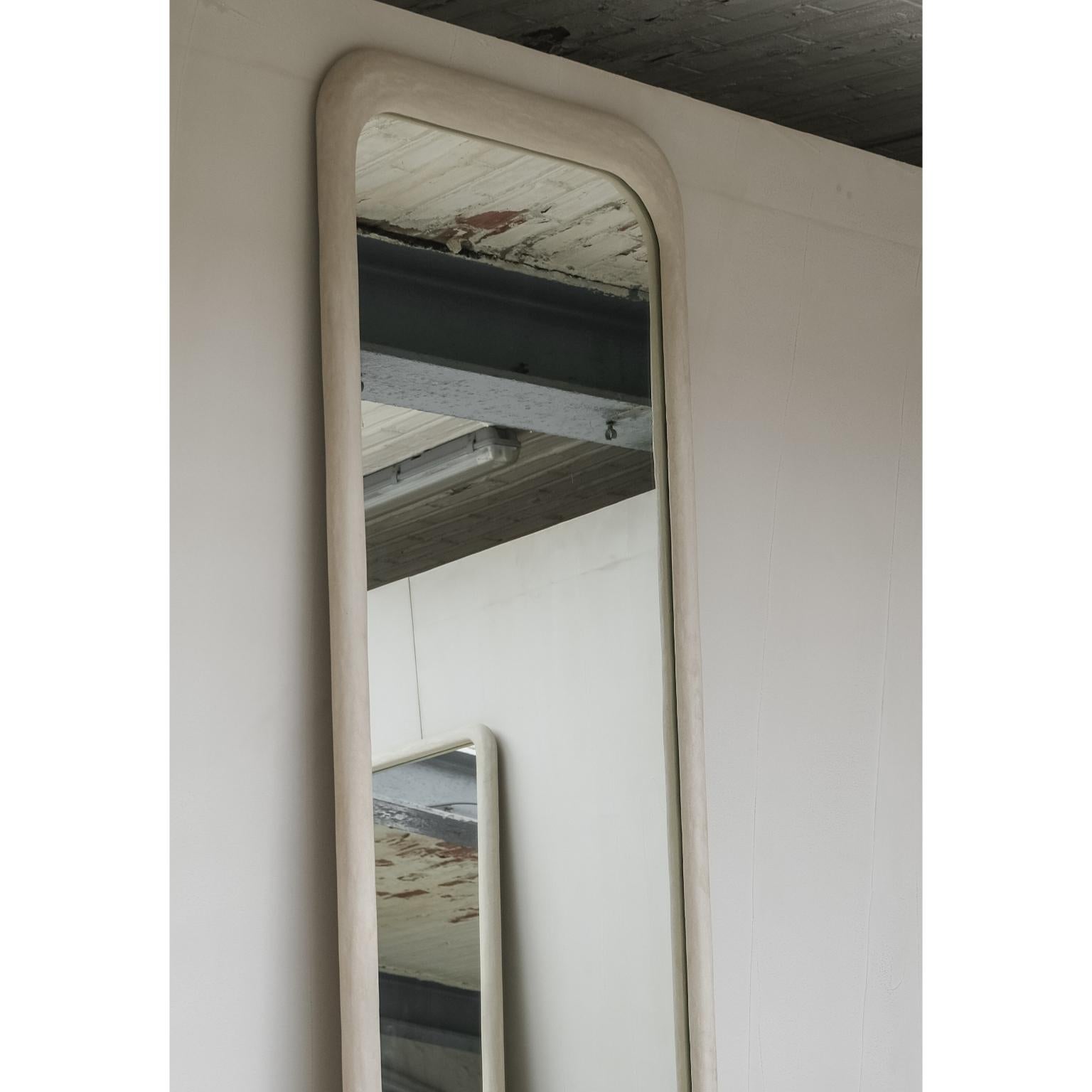 Contemporary Sabbia Nero Large Wood And Mineral Lime Plaster Floor Mirror by Dennis Kaiser For Sale