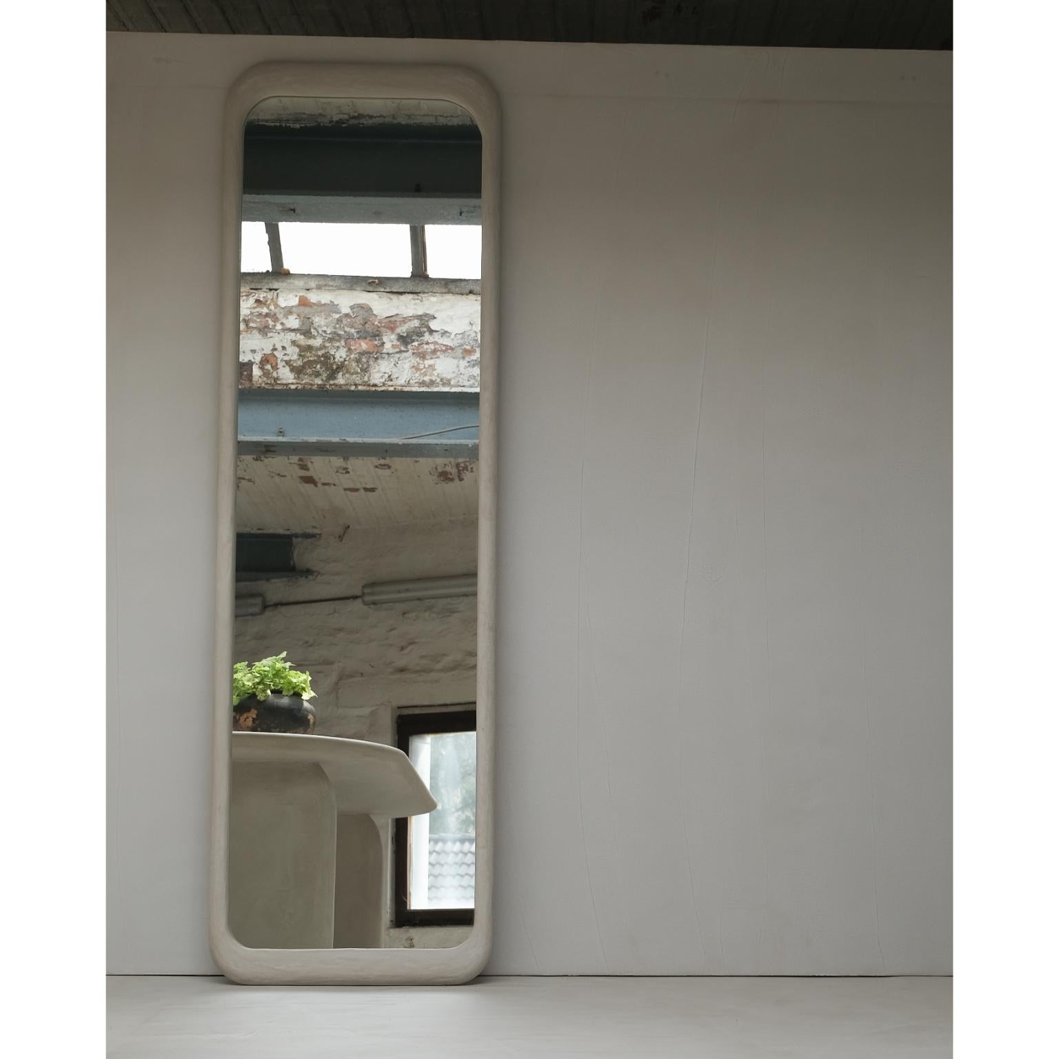 Sabbia Nero Large Wood And Mineral Lime Plaster Floor Mirror by Dennis Kaiser For Sale 2