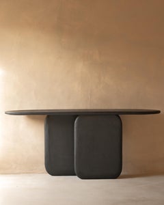 Black Solid Wood And Colored Mineral Lime Plaster Console by Dennis Kaiser