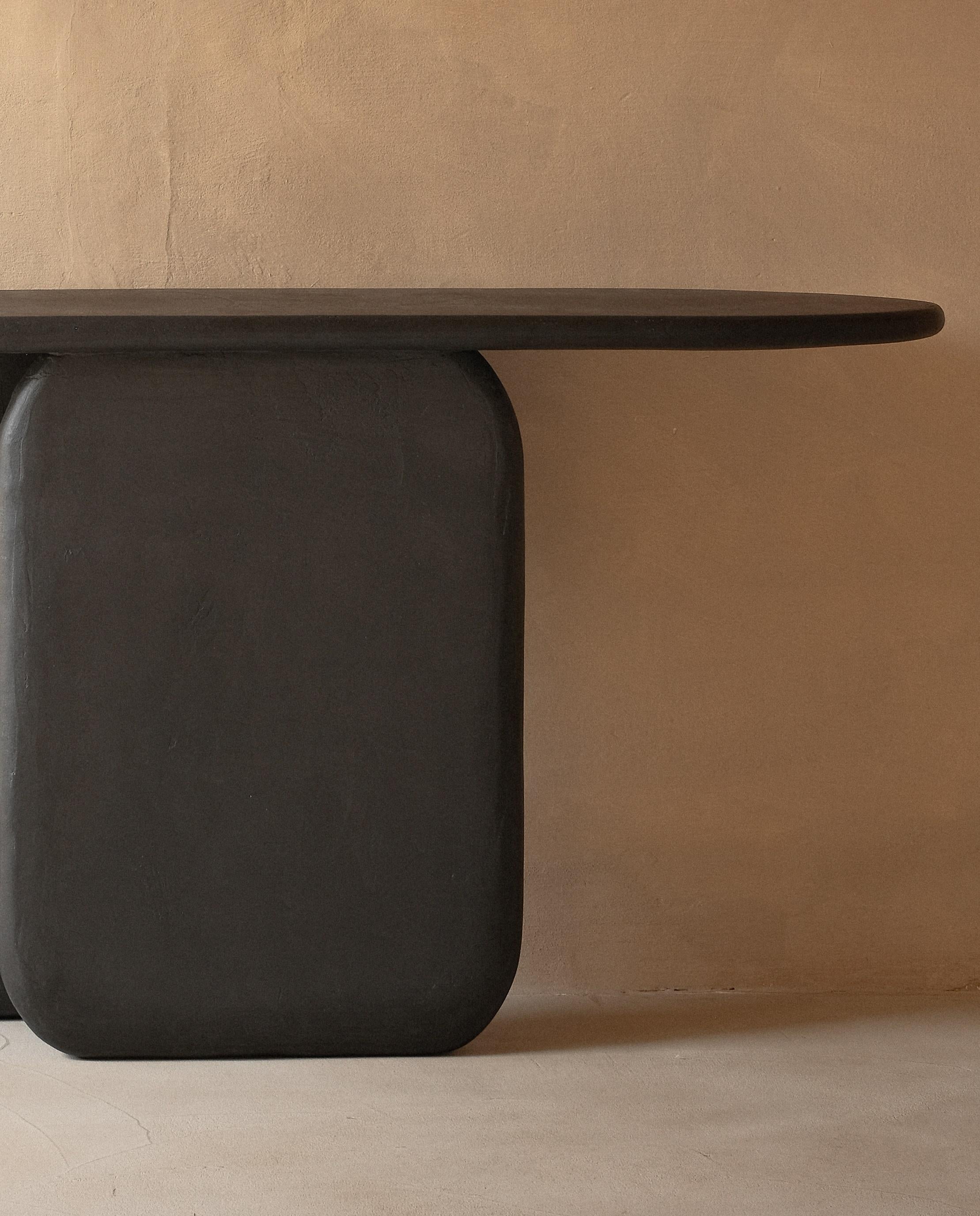 Post-Modern Black Solid Wood And Colored Mineral Lime Plaster Console by Dennis Kaiser For Sale