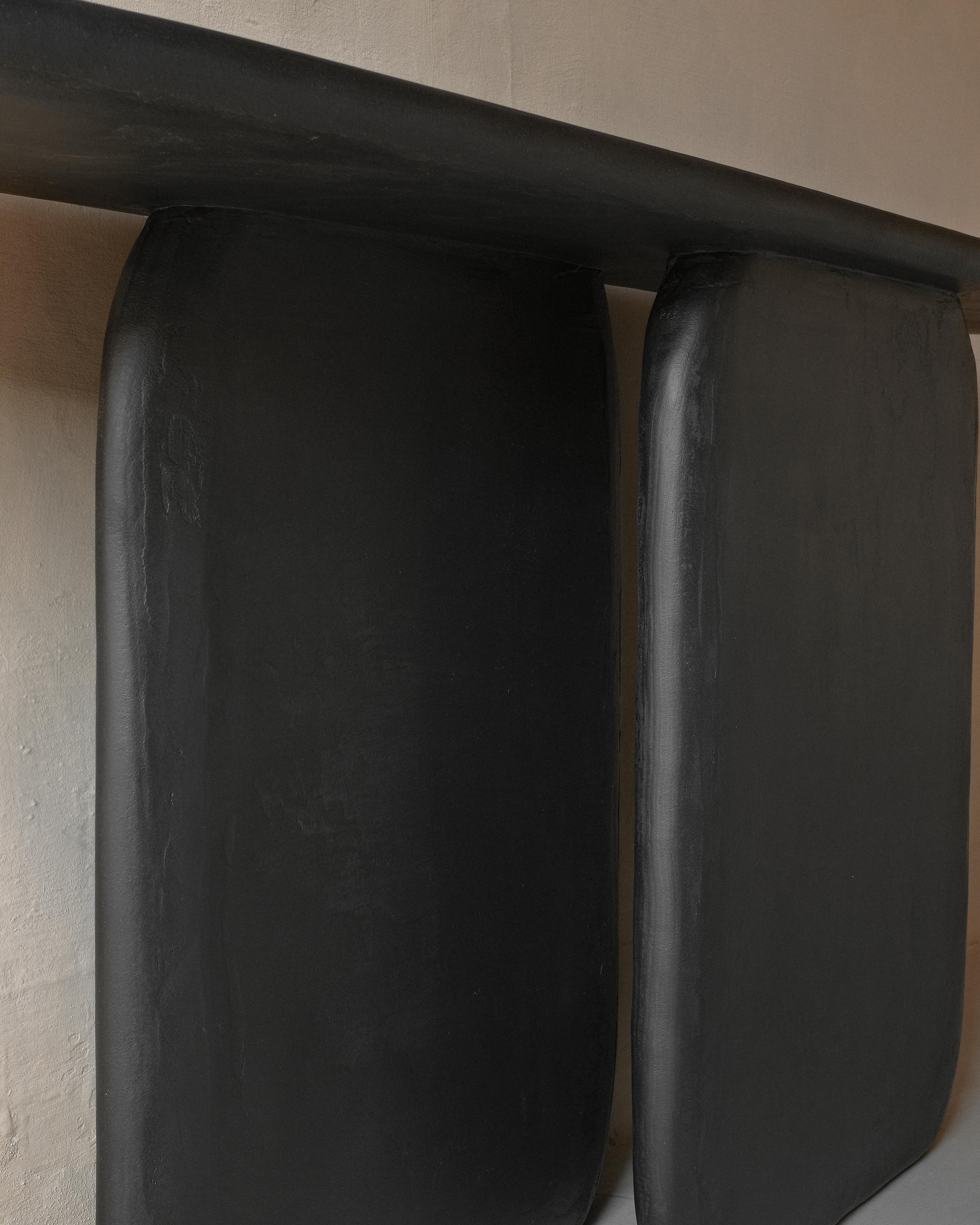 Black Solid Wood And Colored Mineral Lime Plaster Console by Dennis Kaiser In New Condition For Sale In Geneve, CH