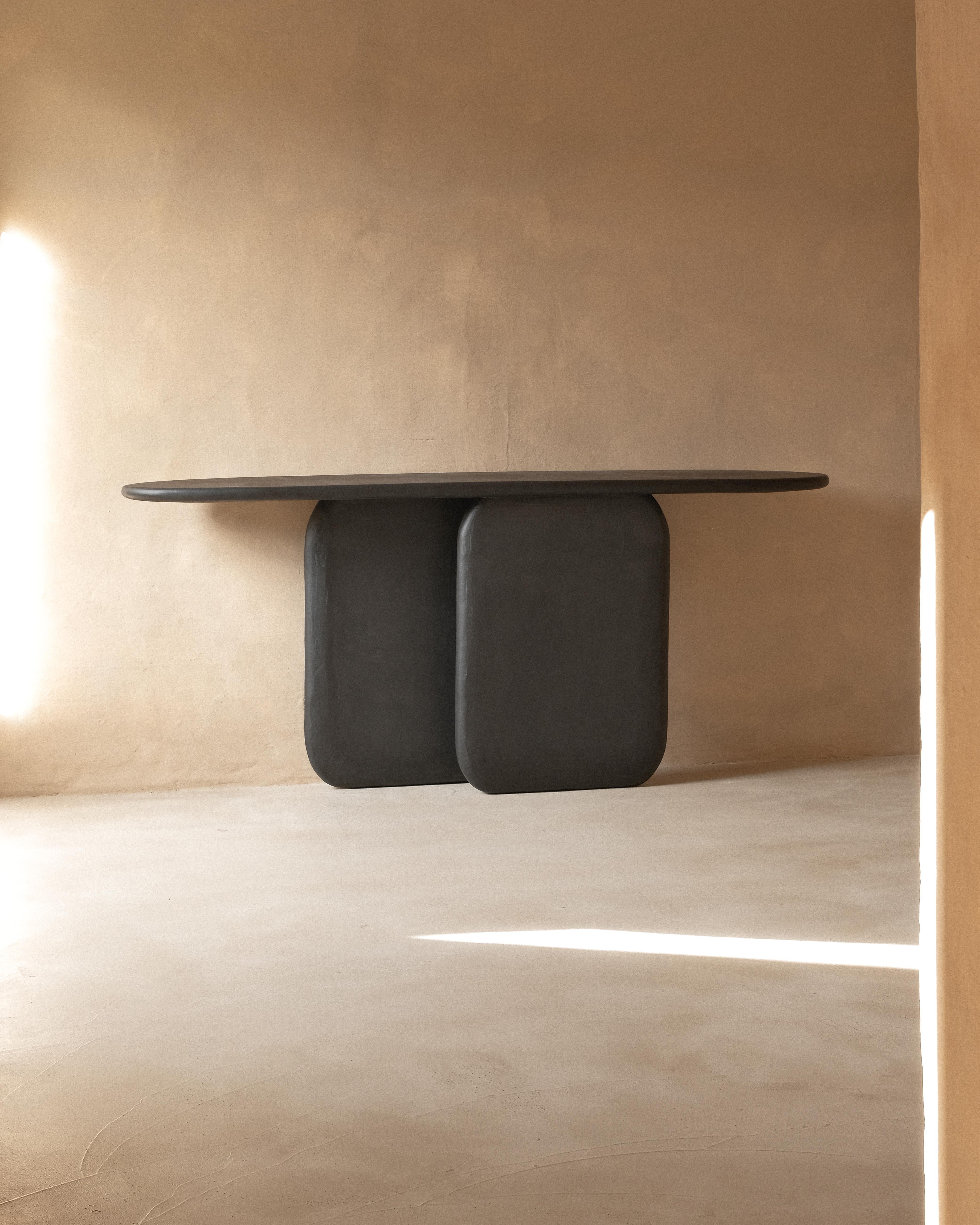 Contemporary Black Solid Wood And Colored Mineral Lime Plaster Console by Dennis Kaiser For Sale