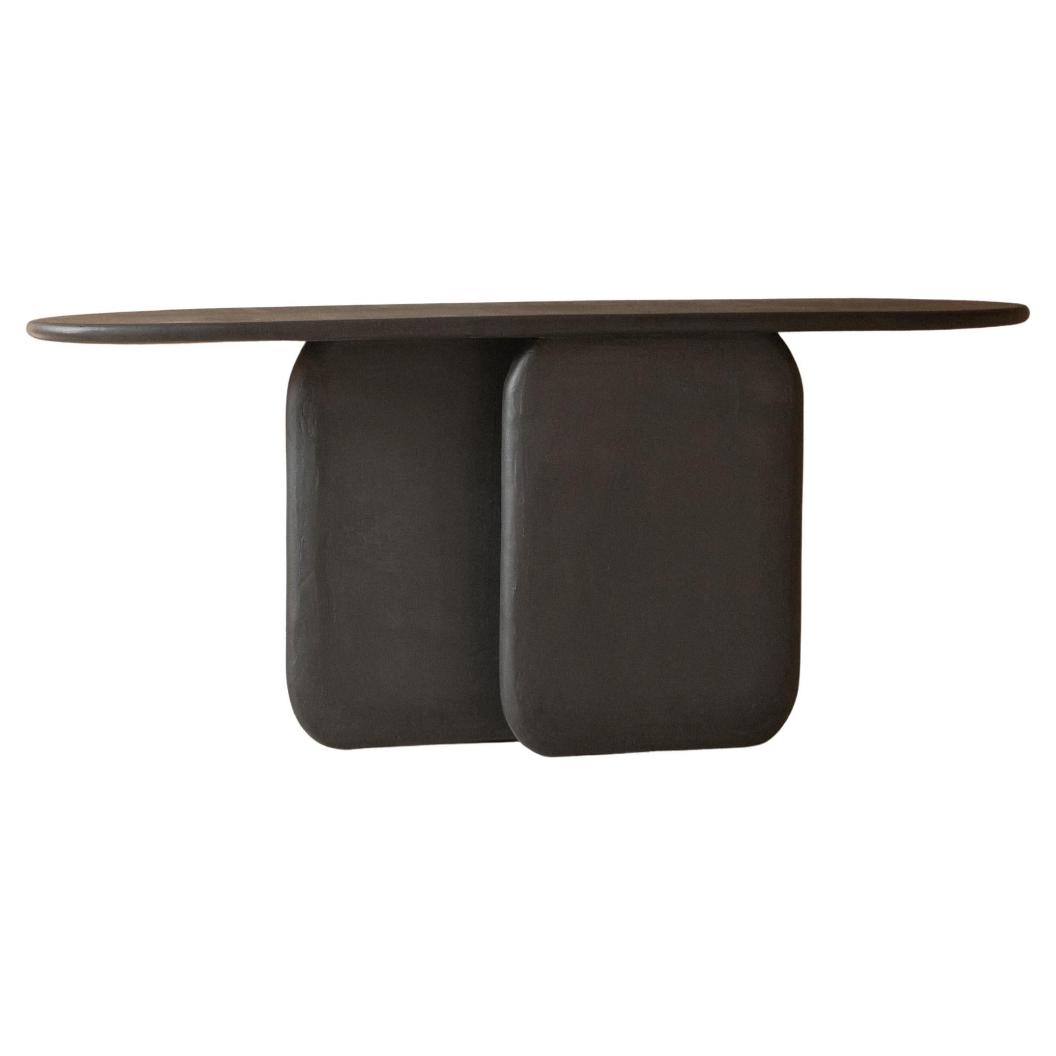 Black Solid Wood And Colored Mineral Lime Plaster Console by Dennis Kaiser For Sale