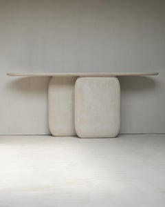 Sabbia-Konsole aus Massivholz und weichem, beigefarbenem, Minerallime-Gips von Dennis Kaiser