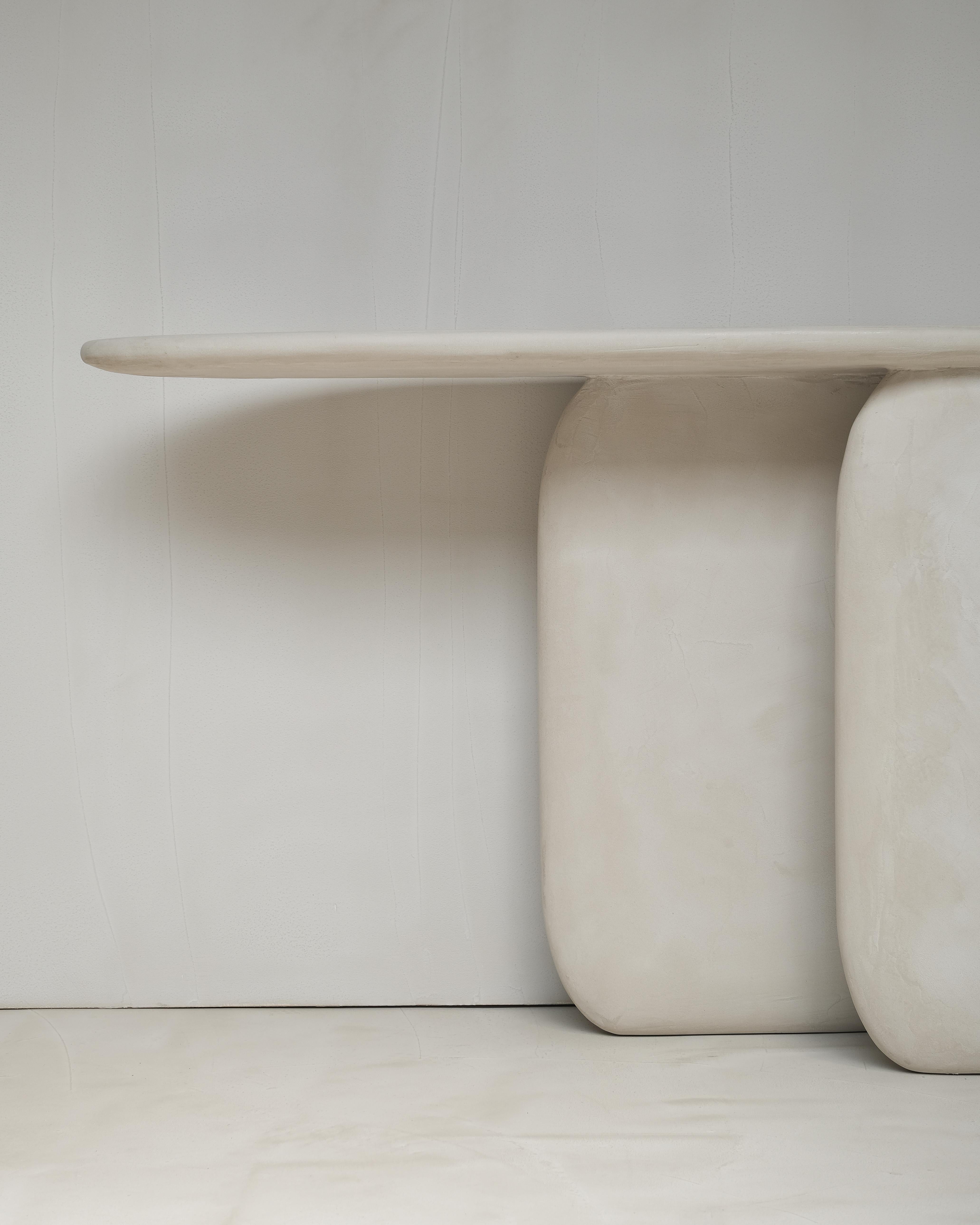 Post-Modern Sabbia Solid Wood And Soft Beige Mineral Lime Plaster Console by Dennis Kaiser For Sale