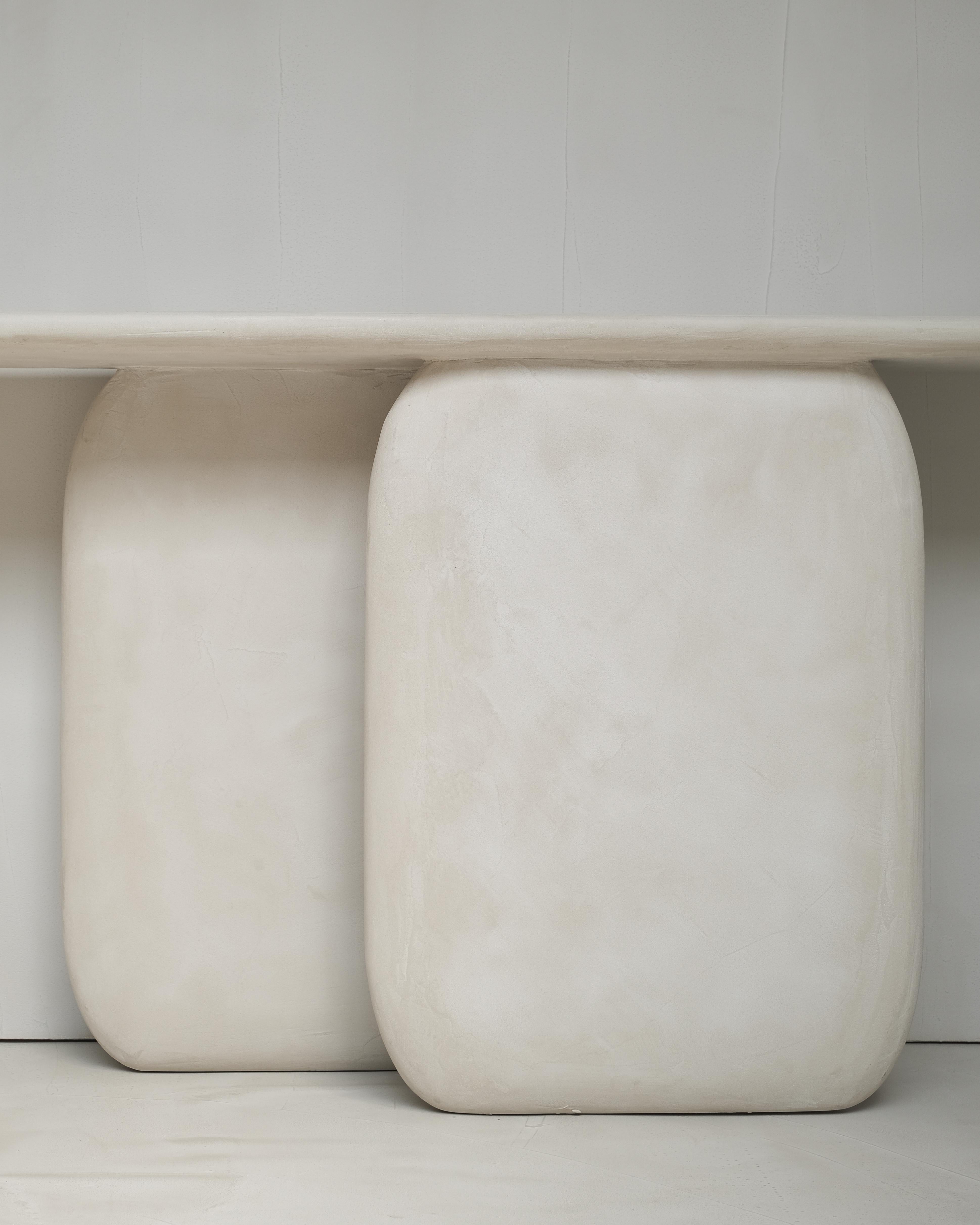Italian Sabbia Solid Wood And Soft Beige Mineral Lime Plaster Console by Dennis Kaiser For Sale