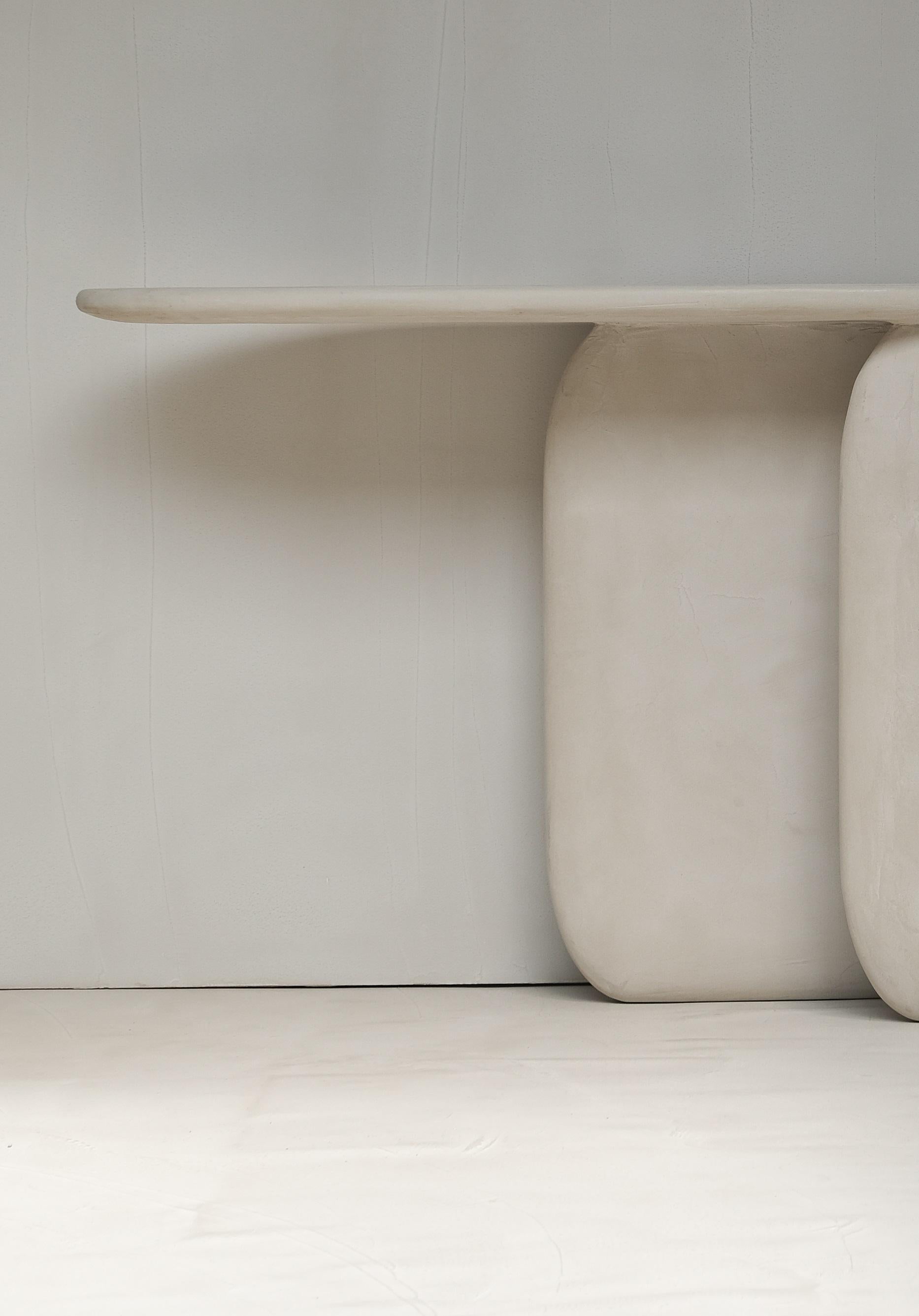 Other Sabbia Solid Wood And Soft Beige Mineral Lime Plaster Console by Dennis Kaiser For Sale