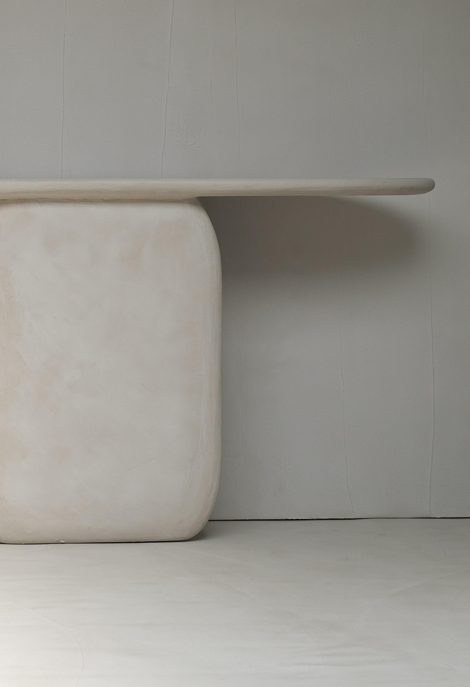 Sabbia Solid Wood And Soft Beige Mineral Lime Plaster Console by Dennis Kaiser In New Condition For Sale In Geneve, CH