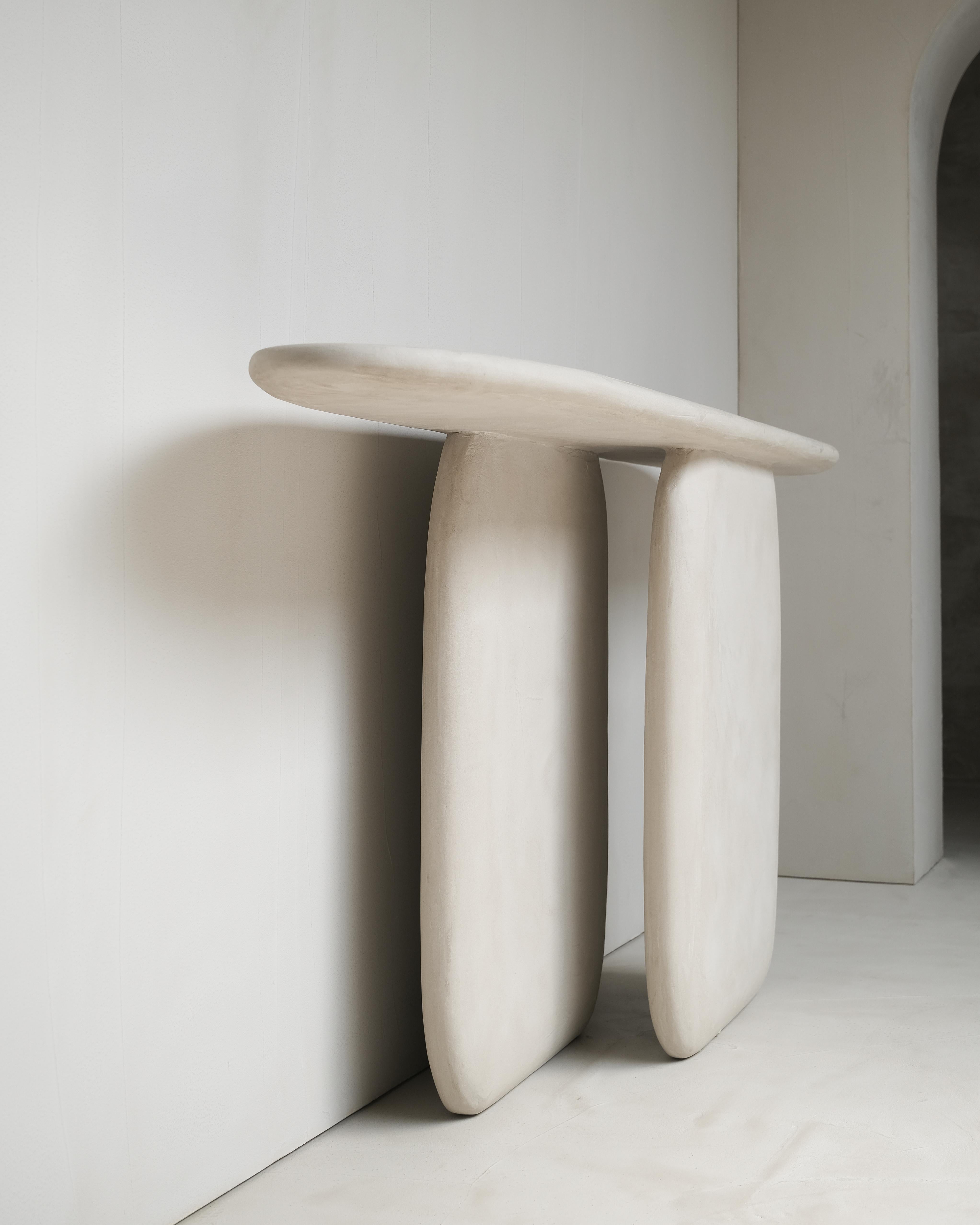 Contemporary Sabbia Solid Wood And Soft Beige Mineral Lime Plaster Console by Dennis Kaiser For Sale