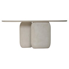 Consolle Sabbia in legno massiccio e intonaco di calce minerale beige tenue di Dennis Kaiser