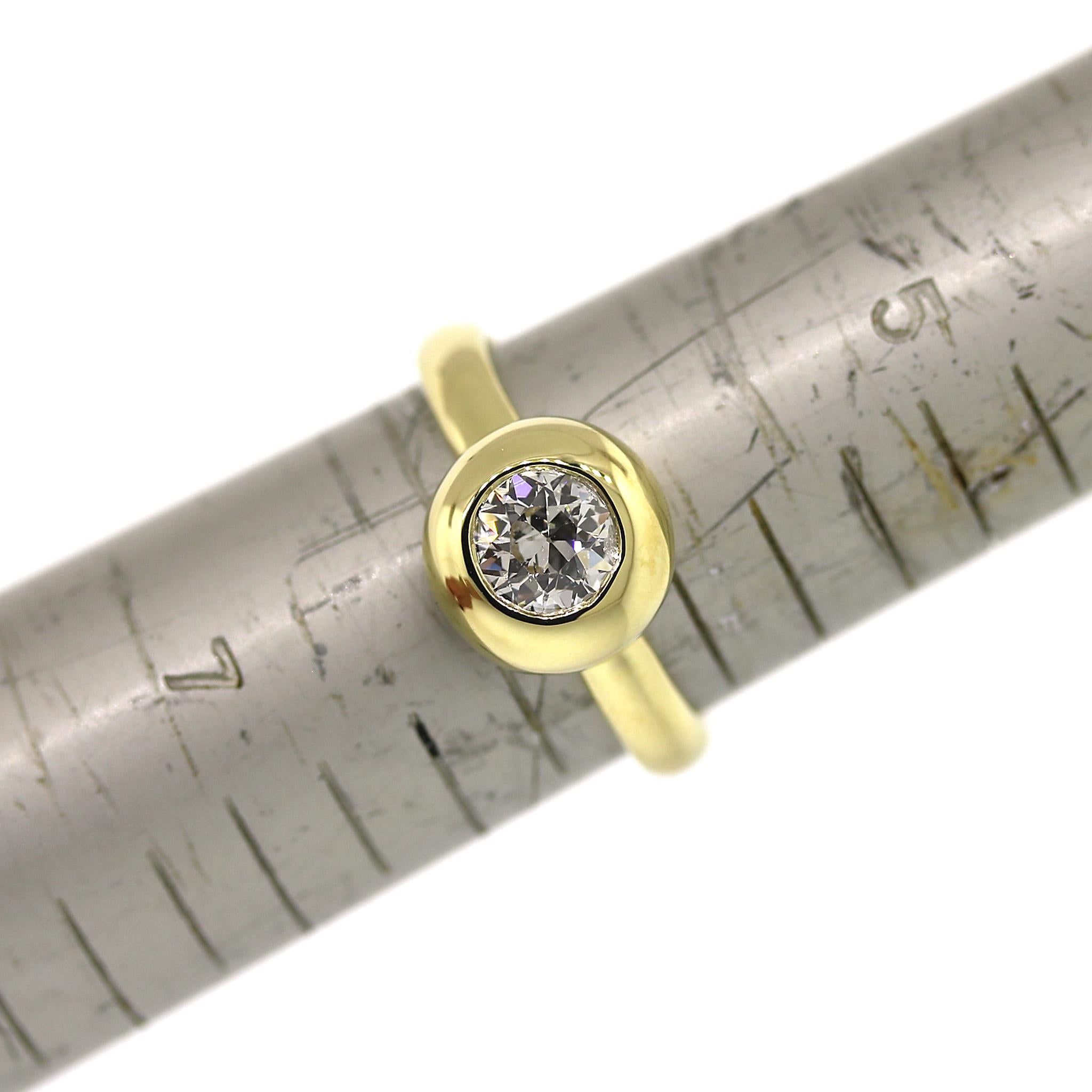 Round Cut Sabel Round Brilliant Cut Diamond Bezel Set Engagement Ring For Sale