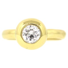 Vintage Sabel Round Brilliant Cut Diamond Bezel Set Engagement Ring