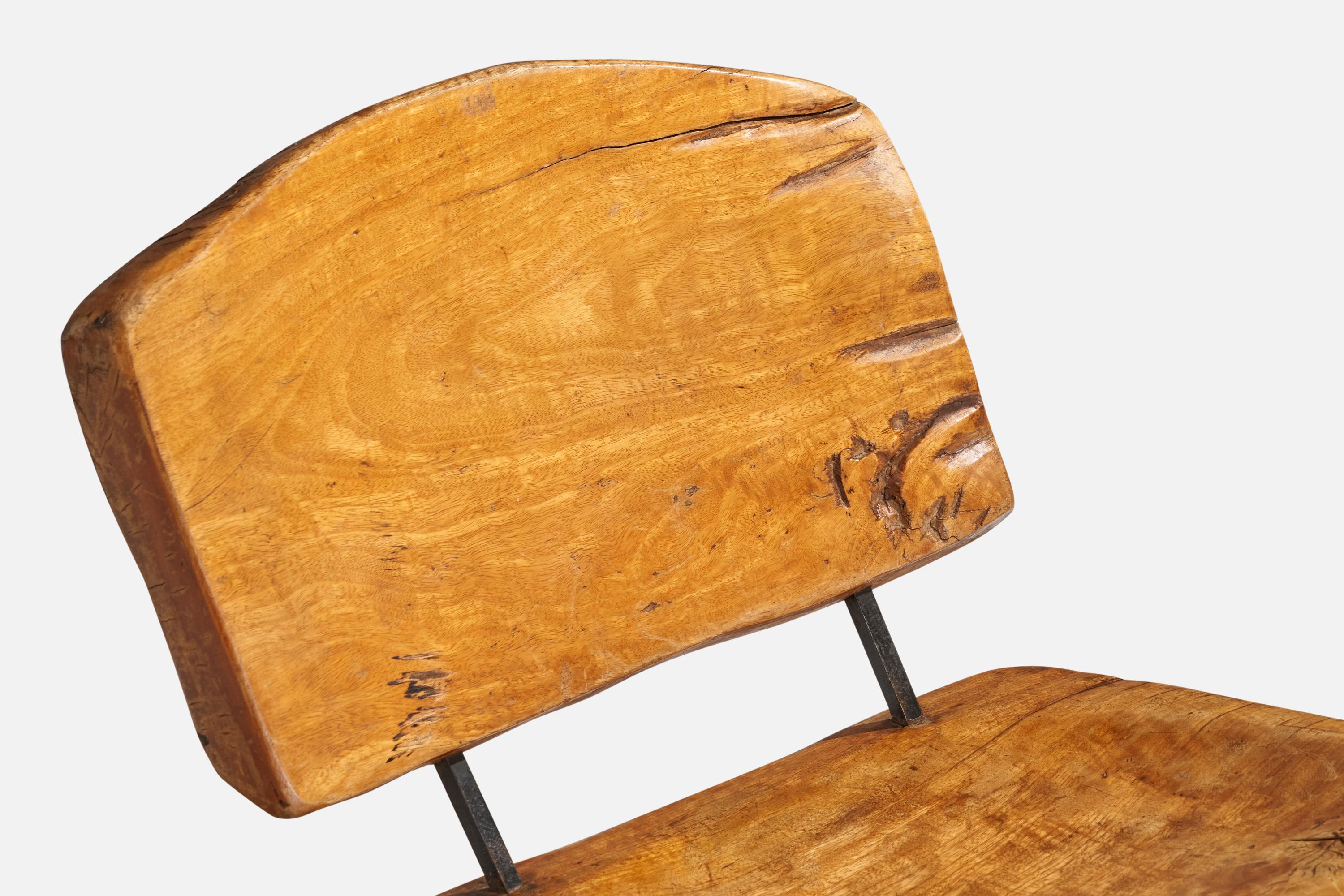Sabena, Freeform Lounge Chair, Walnut, Iron, Brass, Mexico, 1950s 4
